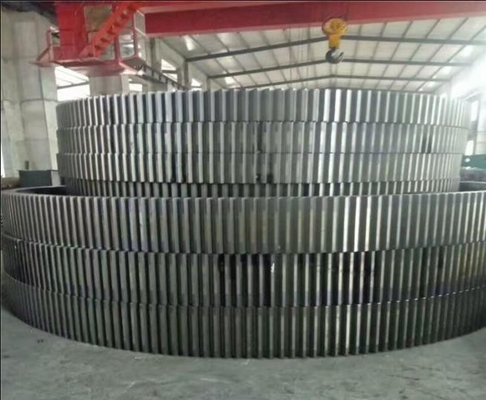 ZG45 ZG42CrMO เตาเผาแบบหมุนเส้นรอบวงเกียร์วงแหวนขนาดใหญ่สำหรับโรงสีทำเหมืองสามารถกำหนดเองได้